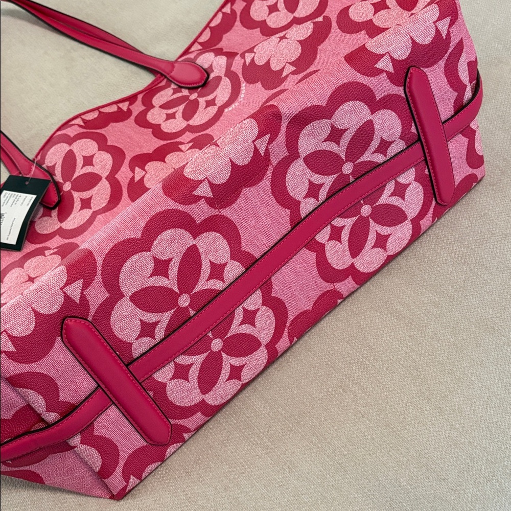 Kate Spade Flower Monogram Sutton Large Tote Raspberry Pink - Picture 4 of 9